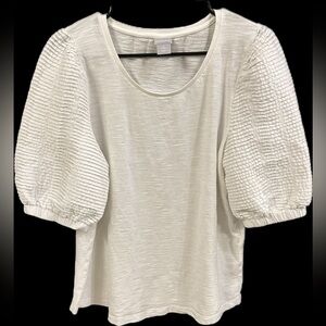 Chico’s White Puff Sleeve Blouse Sz 1.5